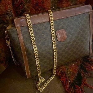 CELINE MACADAM PATTERN CLUTCH CONVERSION TO CROSSBODY BAG